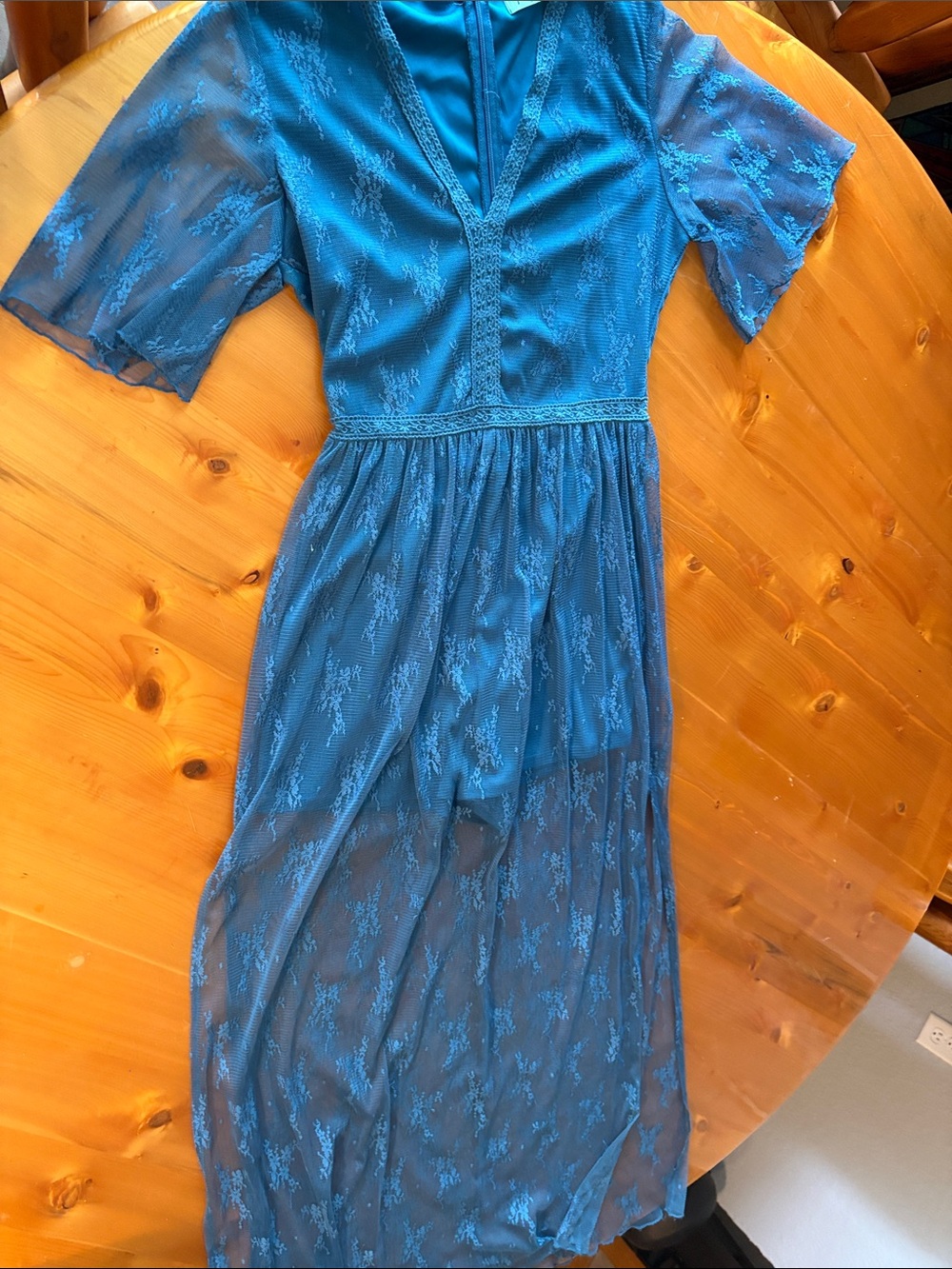 Filly Flair ~ Teal Blue Lace Maxi / Mini Long Sheer Dress